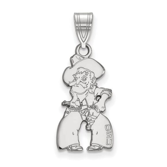 14k White Gold Oklahoma State Large Mascot Pendant